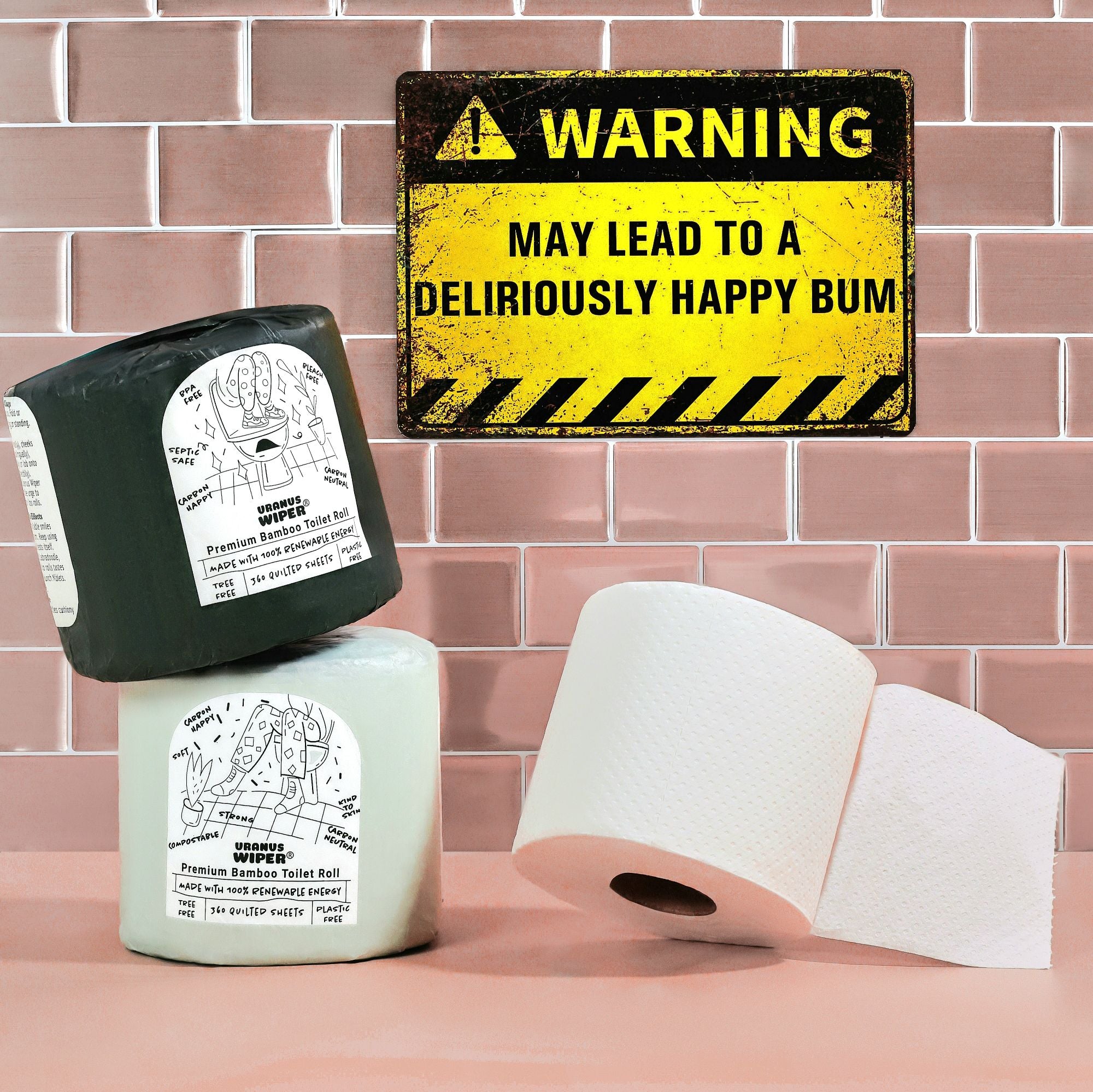 Uranus Wiper toilet roll with funny warning sign