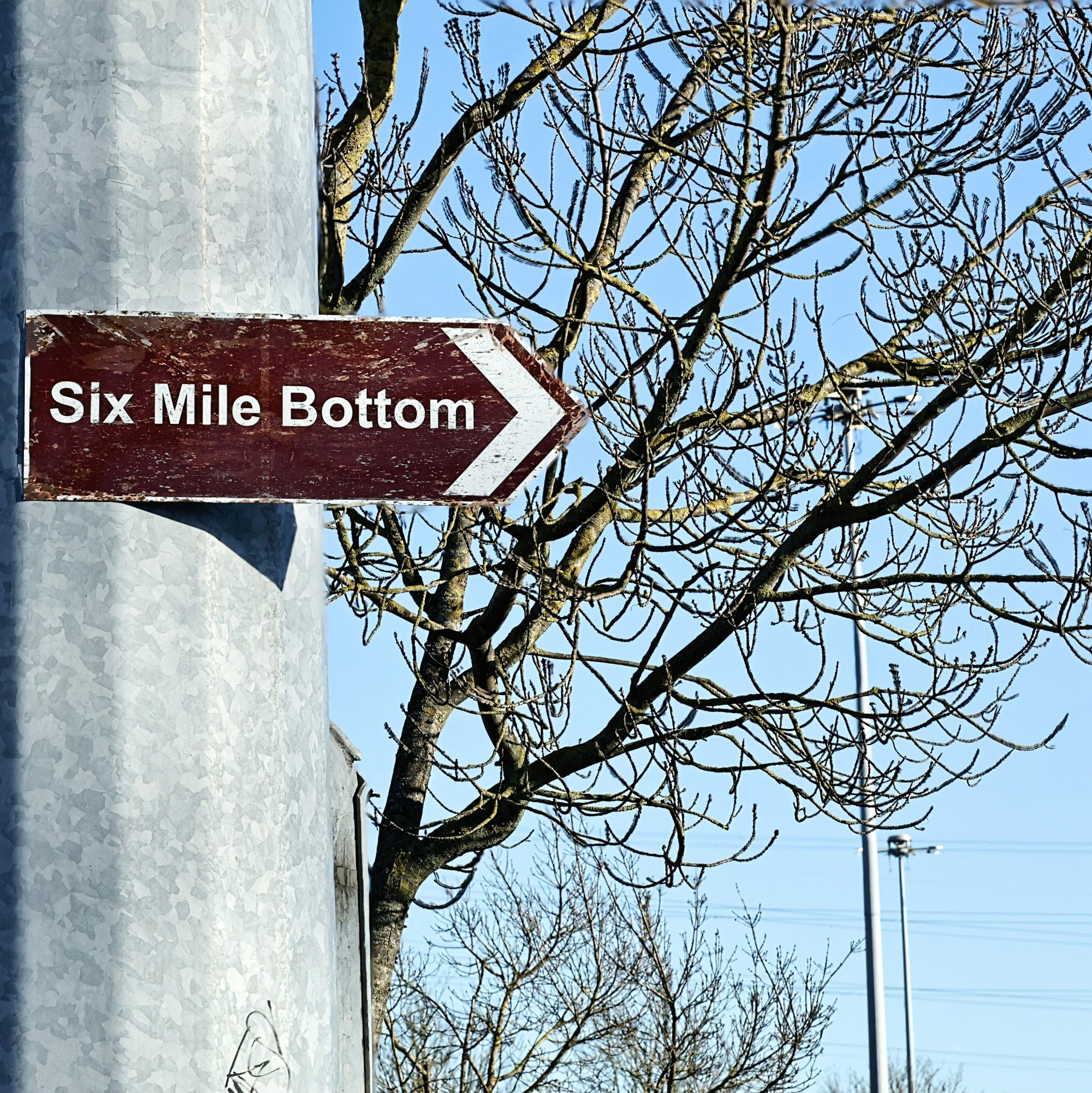 Six Mile Bottom road sign