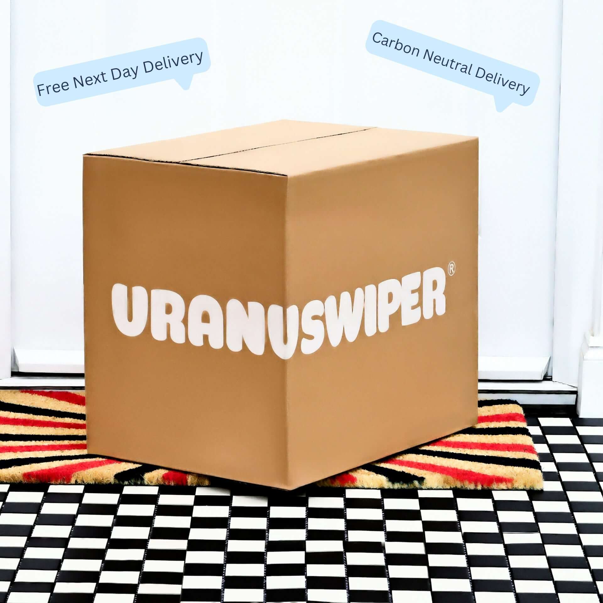 Uranus Wiper toilet roll carton delivery in front of door porch