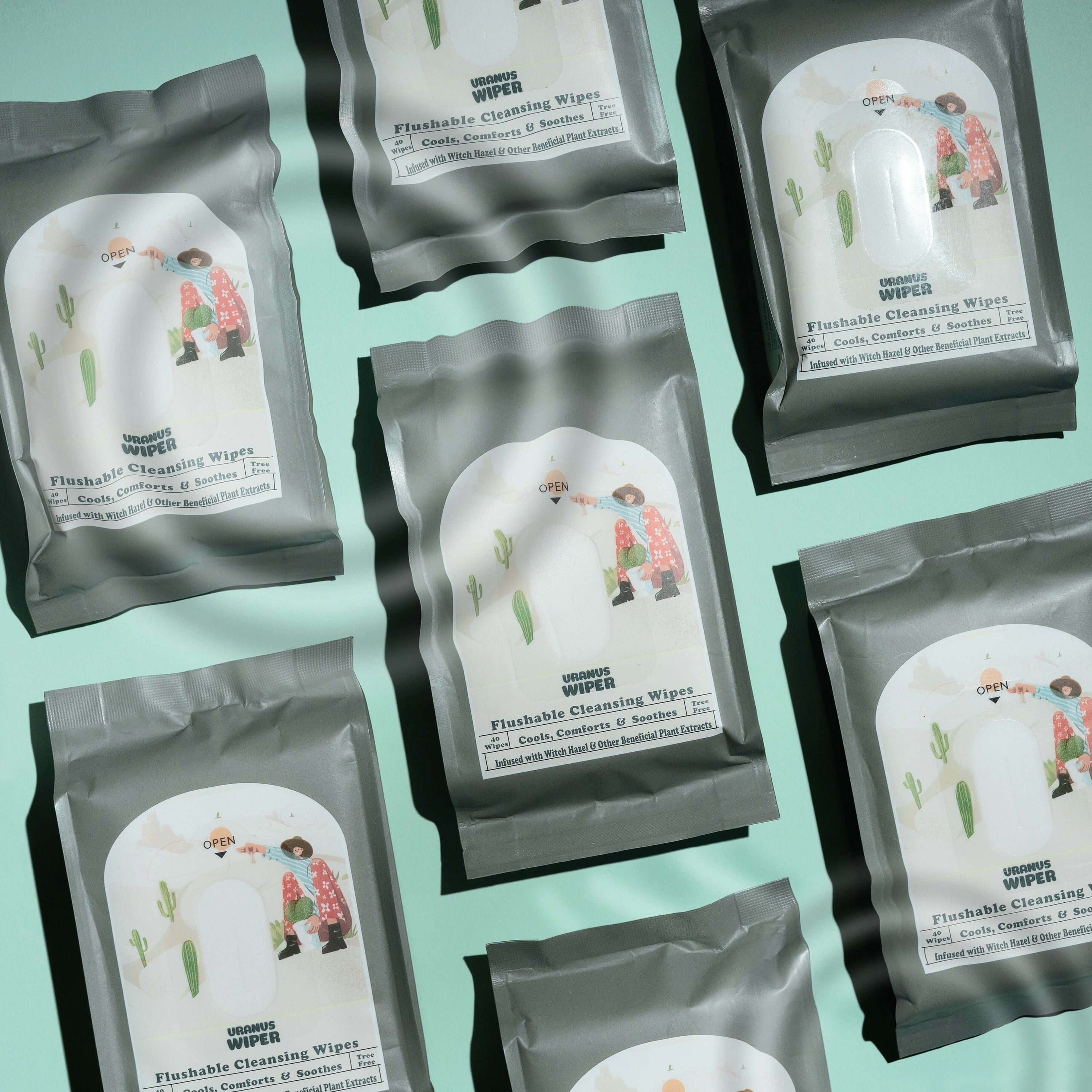 Uranus Wiper haemorrhoid wipes with water ripples