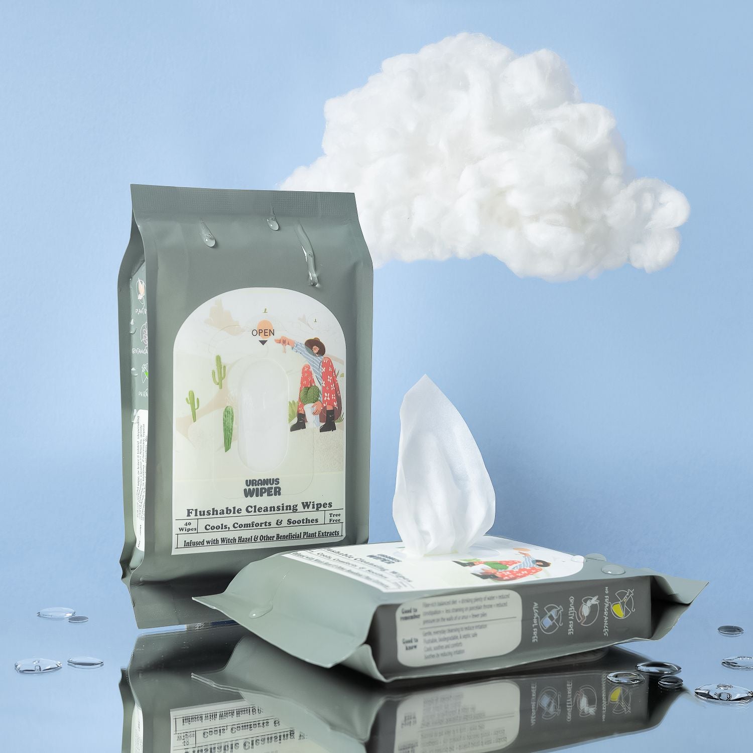 Uranus Wiper haemorrhoids Wipes with water_droplets